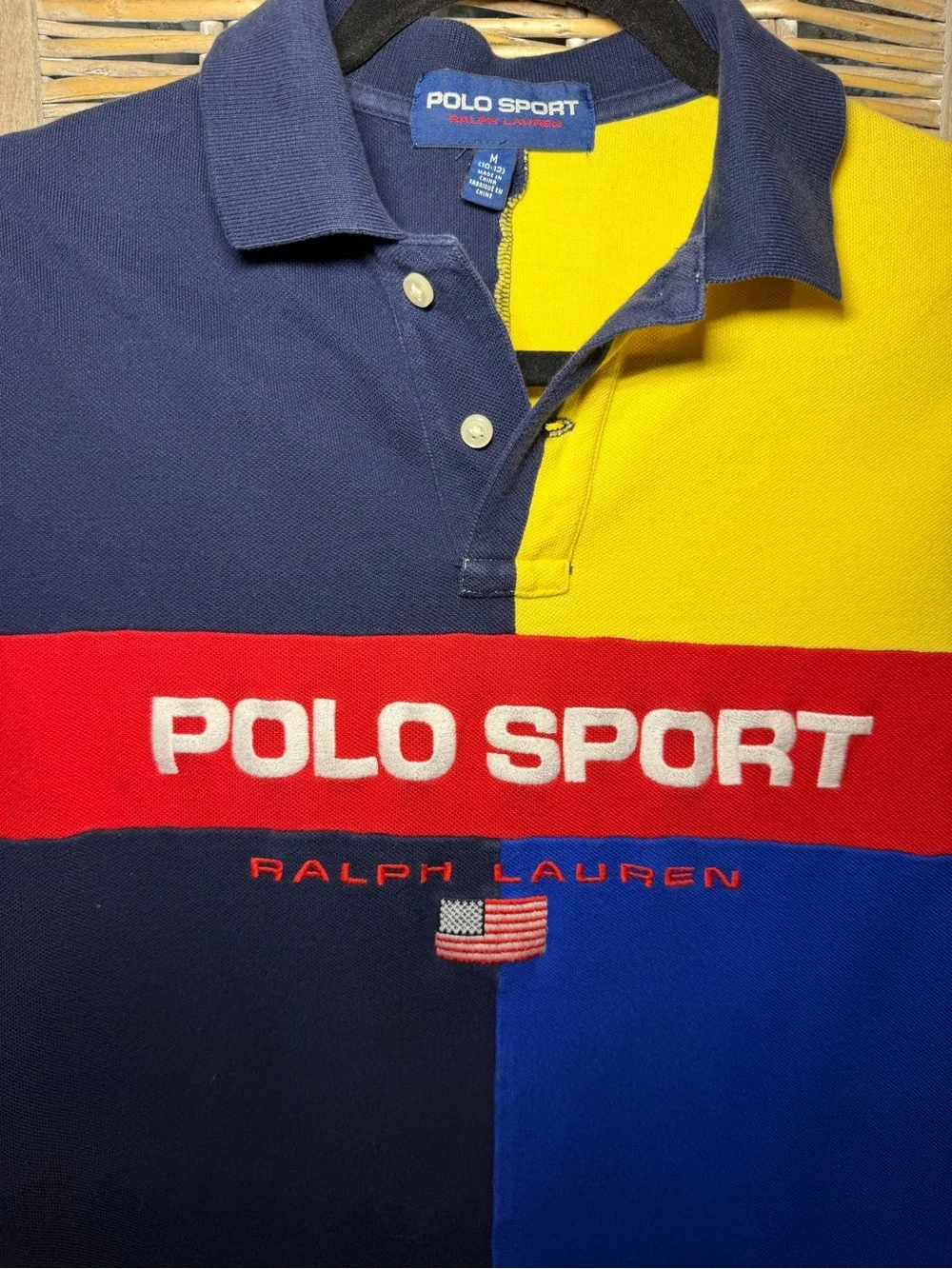 Kids Ralph Lauren Polo Sport Colorblock Polo - Navy/Blue/Yellow/Red size Medium